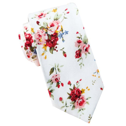 White Floral Tie