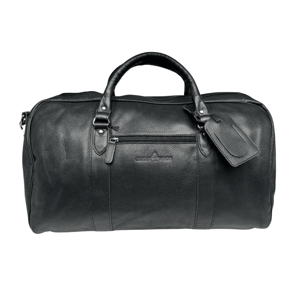 100% Leather Duffel Bag - Black