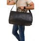 100% Leather Duffel Bag - Black
