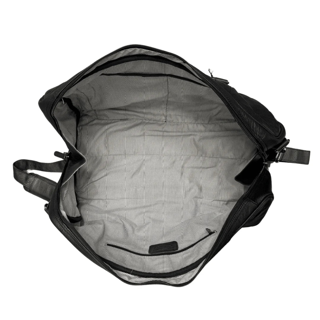 100% Leather Duffel Bag - Black