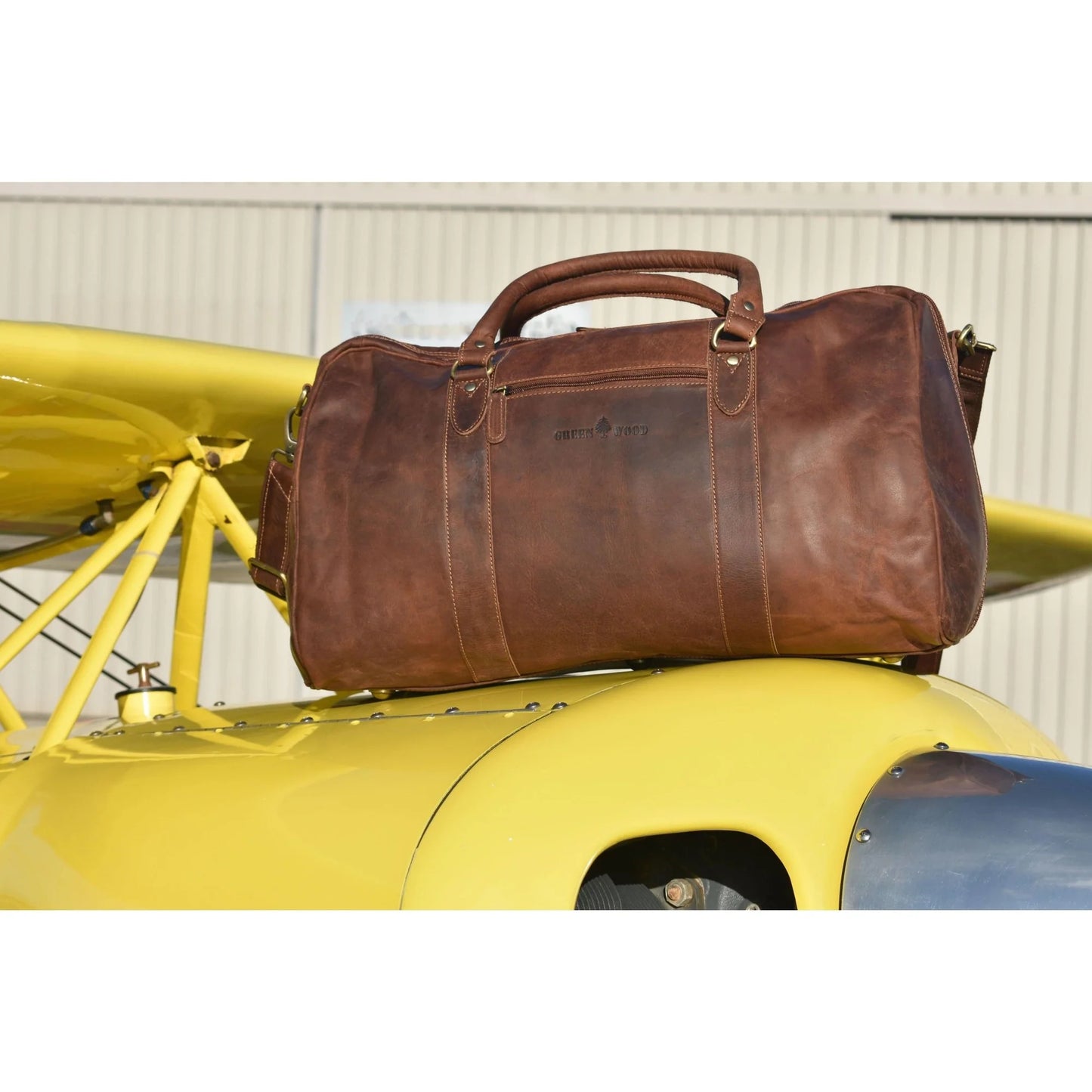 100% Leather Weekender Brown Bag
