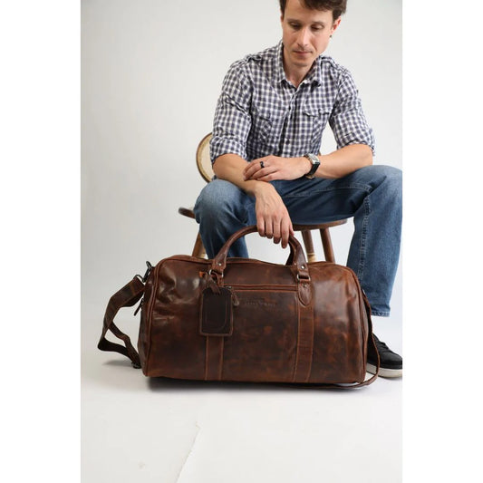 100% Leather Weekender Brown Bag