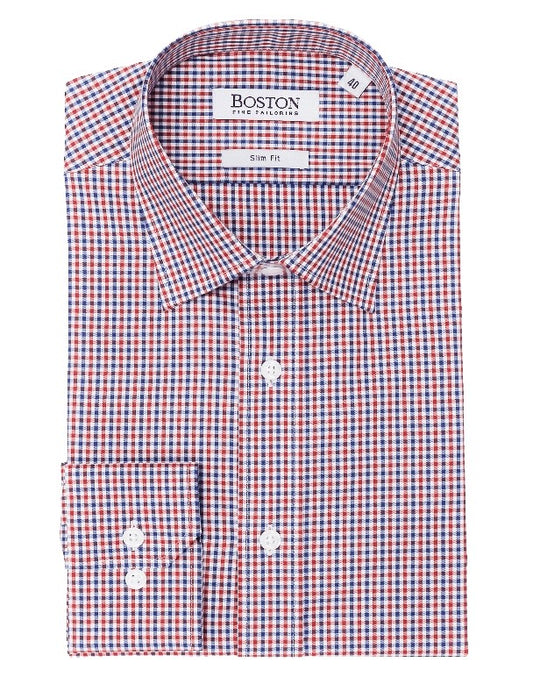 Blue Red Check Business Shirt