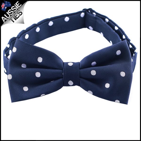 Navy Large Spot Bow Tie